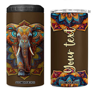 Mandala Elephant 4 in 1 Can Cooler Tumbler Personalized TS04 One Size: 16 oz Multicolor Print Your Wear