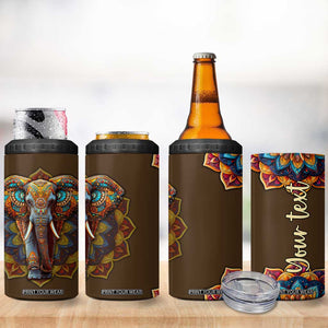 Mandala Elephant 4 in 1 Can Cooler Tumbler Personalized TS04 Print Your Wear