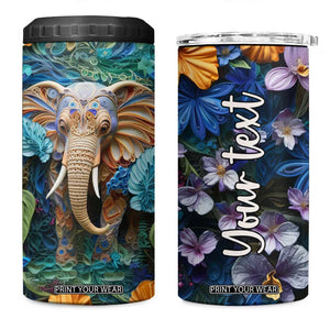 Elephant Paper Quiling 4 in 1 Can Cooler Tumbler Personalized TS04 One Size: 16 oz Multicolor Print Your Wear