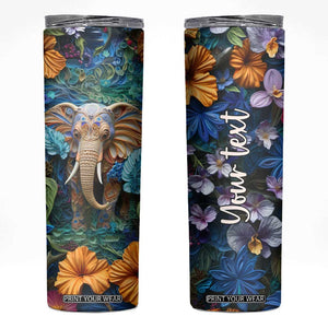 Elephant Paper Quiling Skinny Tumbler Personalized TS04 Multicolor Print Your Wear