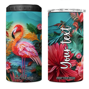 Flamingo Tropical Paper Quiling 4 in 1 Can Cooler Tumbler Personalized TS04 One Size: 16 oz Multicolor Print Your Wear
