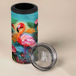 Flamingo Tropical Paper Quiling 4 in 1 Can Cooler Tumbler Personalized TS04 Print Your Wear