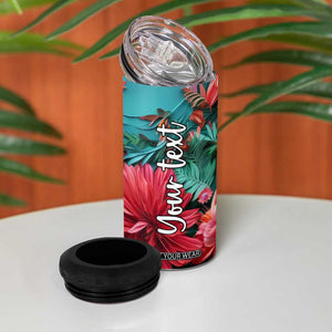 Flamingo Tropical Paper Quiling 4 in 1 Can Cooler Tumbler Personalized TS04 Print Your Wear