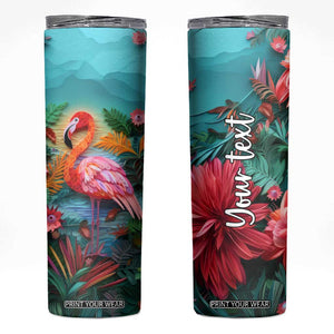 Flamingo Tropical Paper Quiling Skinny Tumbler Personalized TS04 Multicolor Print Your Wear