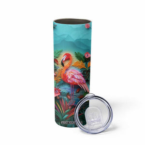 Flamingo Tropical Paper Quiling Skinny Tumbler Personalized TS04 Print Your Wear