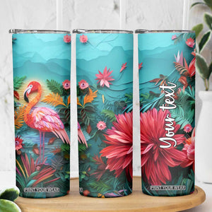 Flamingo Tropical Paper Quiling Skinny Tumbler Personalized TS04 Print Your Wear