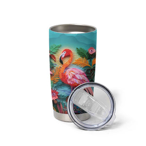 Flamingo Tropical Paper Quiling Tumbler Cup Personalized TS04 Print Your Wear