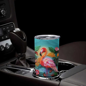 Flamingo Tropical Paper Quiling Tumbler Cup Personalized TS04 Print Your Wear