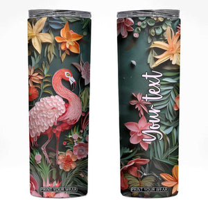 Flamingo Paper Quiling Skinny Tumbler Personalized TS04 Multicolor Print Your Wear