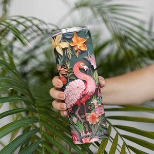 Flamingo Paper Quiling Skinny Tumbler Personalized TS04 Print Your Wear