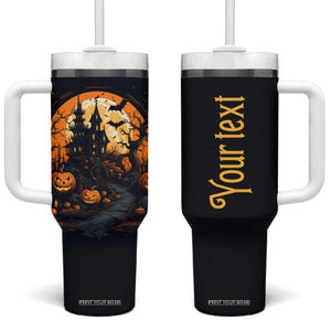 Autumn Halloween House Tumbler With Handle Personalized TS04 One Size: 40 oz Multicolor Print Your Wear