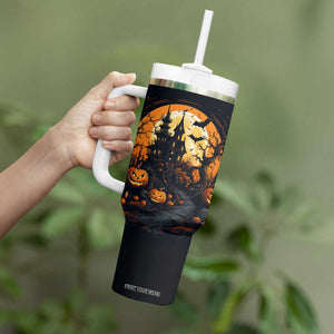 Autumn Halloween House Tumbler With Handle Personalized TS04 Print Your Wear