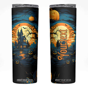 Autumn Halloween Horror House Skinny Tumbler Personalized TS04 Multicolor Print Your Wear