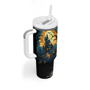 Autumn Halloween Horror House Tumbler With Handle Personalized TS04 Print Your Wear