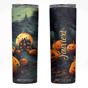 Halloween Pumpkin Skinny Tumbler Personalized TS04 Multicolor Print Your Wear