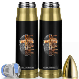 Christian Faith Bullet Tumbler Lion I Can Do All Things Through Christ Who Strengthers Me TS09 Black Print Your Wear