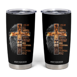 Christian Faith Tumbler Cup Lion I Can Do All Things Through Christ Who Strengthers Me TS09 Black Print Your Wear