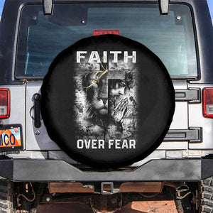 Christian Spare Tire Cover Faith Over Fear Jesus Lion TS09 No hole Black Print Your Wear