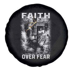 Christian Spare Tire Cover Faith Over Fear Jesus Lion TS09 Print Your Wear