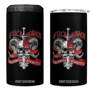 Viking 4 in 1 Can Cooler Tumbler FxxK Heaven Valhalla Awaits Norse Mythology TS09 One Size: 16 oz Black Print Your Wear