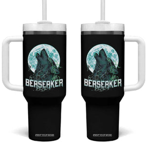 Viking Tumbler With Handle Berserk Wolf Warrior Odin Norse Mythology TS09 One Size: 40 oz Black Print Your Wear