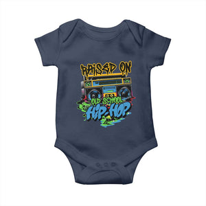 Raised On Old School Hiphop Baby Onesie TS09 Navy Print Your Wear