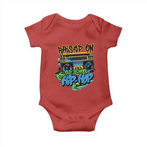 Raised On Old School Hiphop Baby Onesie TS09 Red Print Your Wear