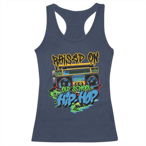 Raised On Old School Hiphop Racerback Tank Top TS09 Navy Print Your Wear