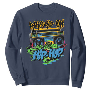 Raised On Old School Hiphop Sweatshirt TS09 Navy Print Your Wear