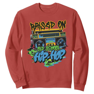 Raised On Old School Hiphop Sweatshirt TS09 Red Print Your Wear