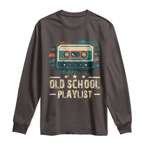 Old School Playlist Long Sleeve Shirt Retro Cassette Hip Hop Lover TS09 Dark Chocolate Print Your Wear