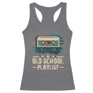 Old School Playlist Racerback Tank Top Retro Cassette Hip Hop Lover TS09 Charcoal Print Your Wear