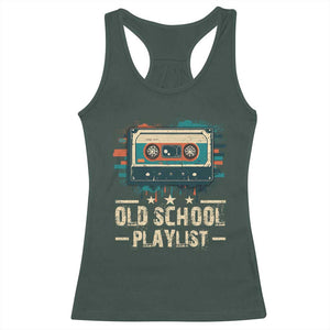Old School Playlist Racerback Tank Top Retro Cassette Hip Hop Lover TS09 Dark Forest Green Print Your Wear