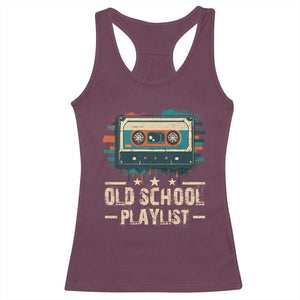 Old School Playlist Racerback Tank Top Retro Cassette Hip Hop Lover TS09 Maroon Print Your Wear
