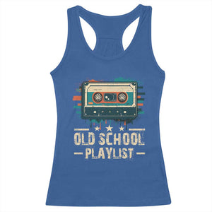 Old School Playlist Racerback Tank Top Retro Cassette Hip Hop Lover TS09 Royal Blue Print Your Wear
