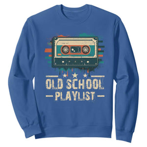 Old School Playlist Sweatshirt Retro Cassette Hip Hop Lover TS09 Royal Blue Print Your Wear