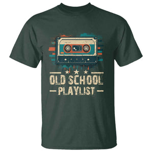 Old School Playlist T Shirt Retro Cassette Hip Hop Lover TS09 Dark Forest Green Print Your Wear