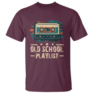 Old School Playlist T Shirt Retro Cassette Hip Hop Lover TS09 Maroon Print Your Wear