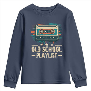 Old School Playlist Youth Sweatshirt Retro Cassette Hip Hop Lover TS09 Navy Print Your Wear