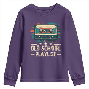 Old School Playlist Youth Sweatshirt Retro Cassette Hip Hop Lover TS09 Purple Print Your Wear