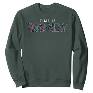 Time Is Money Sweatshirt TS09 Dark Forest Green Print Your Wear