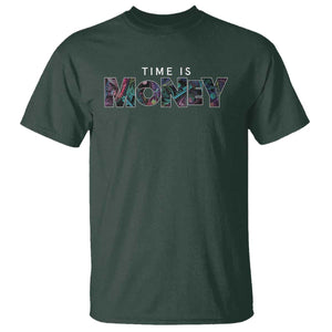 Time Is Money T Shirt TS09 Dark Forest Green Print Your Wear