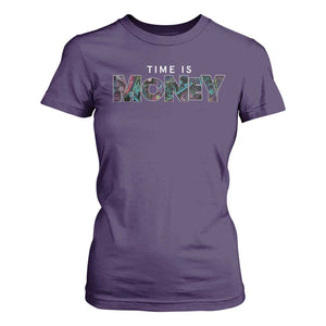 Time Is Money T Shirt For Women TS09 Purple Print Your Wear