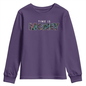 Time Is Money Youth Sweatshirt TS09 Purple Print Your Wear