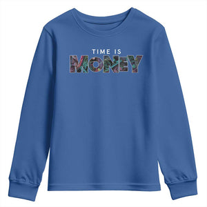 Time Is Money Youth Sweatshirt TS09 Royal Blue Print Your Wear