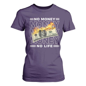 No Money No Life T Shirt For Women TS09 Purple Print Your Wear
