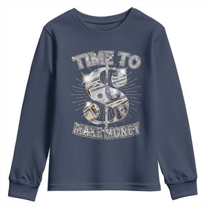 Time To Make Money Youth Sweatshirt TS09 Navy Print Your Wear