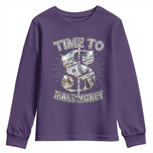 Time To Make Money Youth Sweatshirt TS09 Purple Print Your Wear