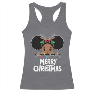 African American Christmas Racerback Tank Top Merry Christmas Cute Black Girl Kids TS09 Charcoal Print Your Wear