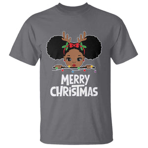 African American Christmas T Shirt Merry Christmas Cute Black Girl Kids TS09 Charcoal Print Your Wear